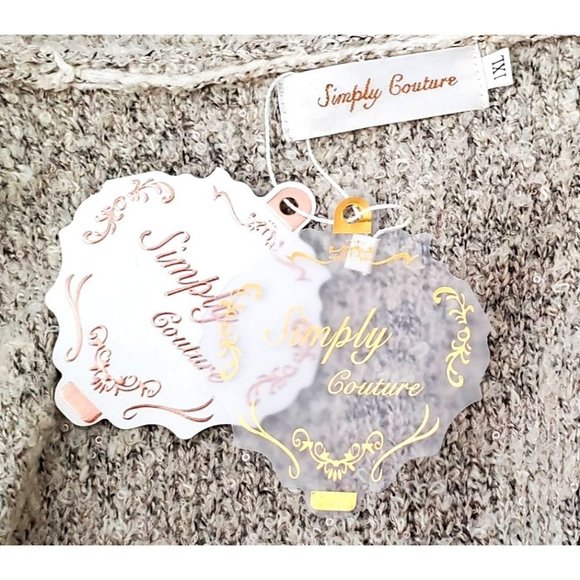 Simply Couture NWT Open Sweater Duster Faux Leather Trim Sparkly Glitters Sz 1XL - Picture 6 of 6